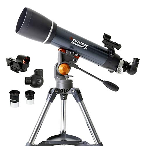 Celestron – AstroMaster 102AZ Telescope – Short-Tube Refractor Telescope – Fully-Coated Glass Optics – Adjustable-Height Tripod – Bonus Astronomy Software Package