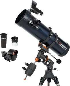 Celestron – AstroMaster 130EQ Newtonian Telescope – Manual Reflector for Beginners – Alumi