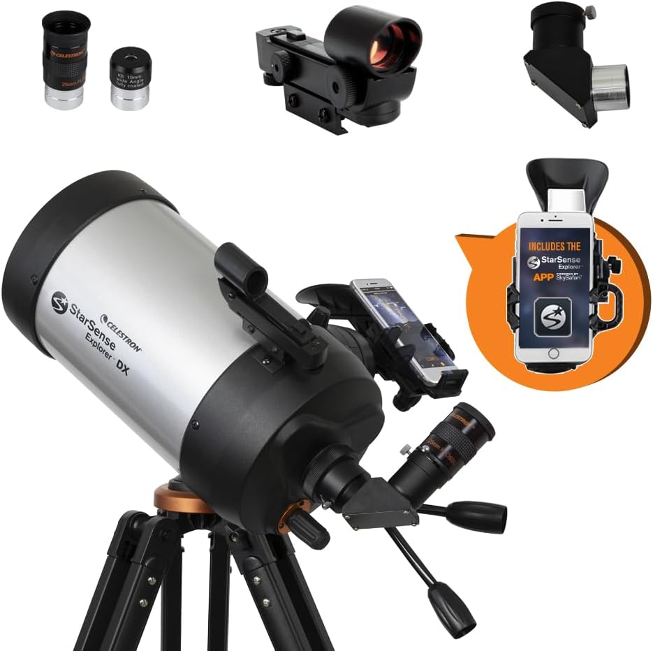 Celestron StarSense Explorer DX 5-inch App-Enabled Telescope – 130mm Schmidt-Cassegrain with Smartphone Dock & StarSense A...