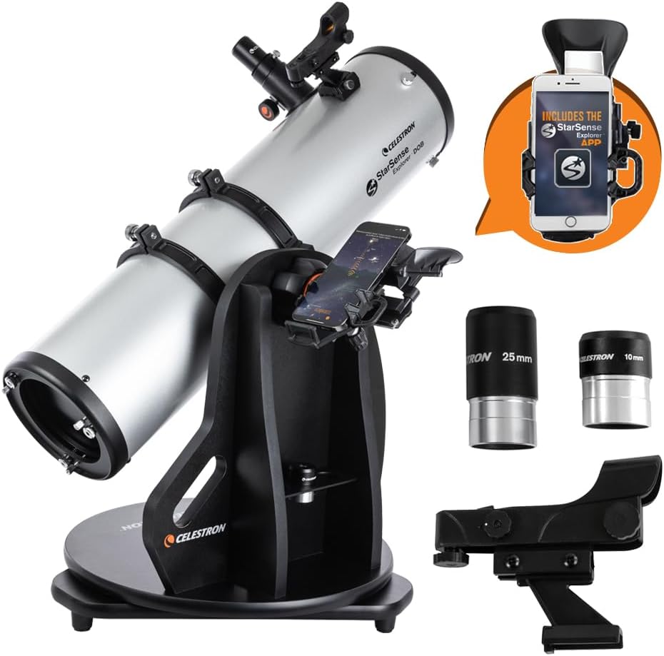 Celestron StarSense Explorer 150AZ App-Enabled Telescope – 150mm Tabletop Dobsonian with Smartphone Dock & StarSense App –...