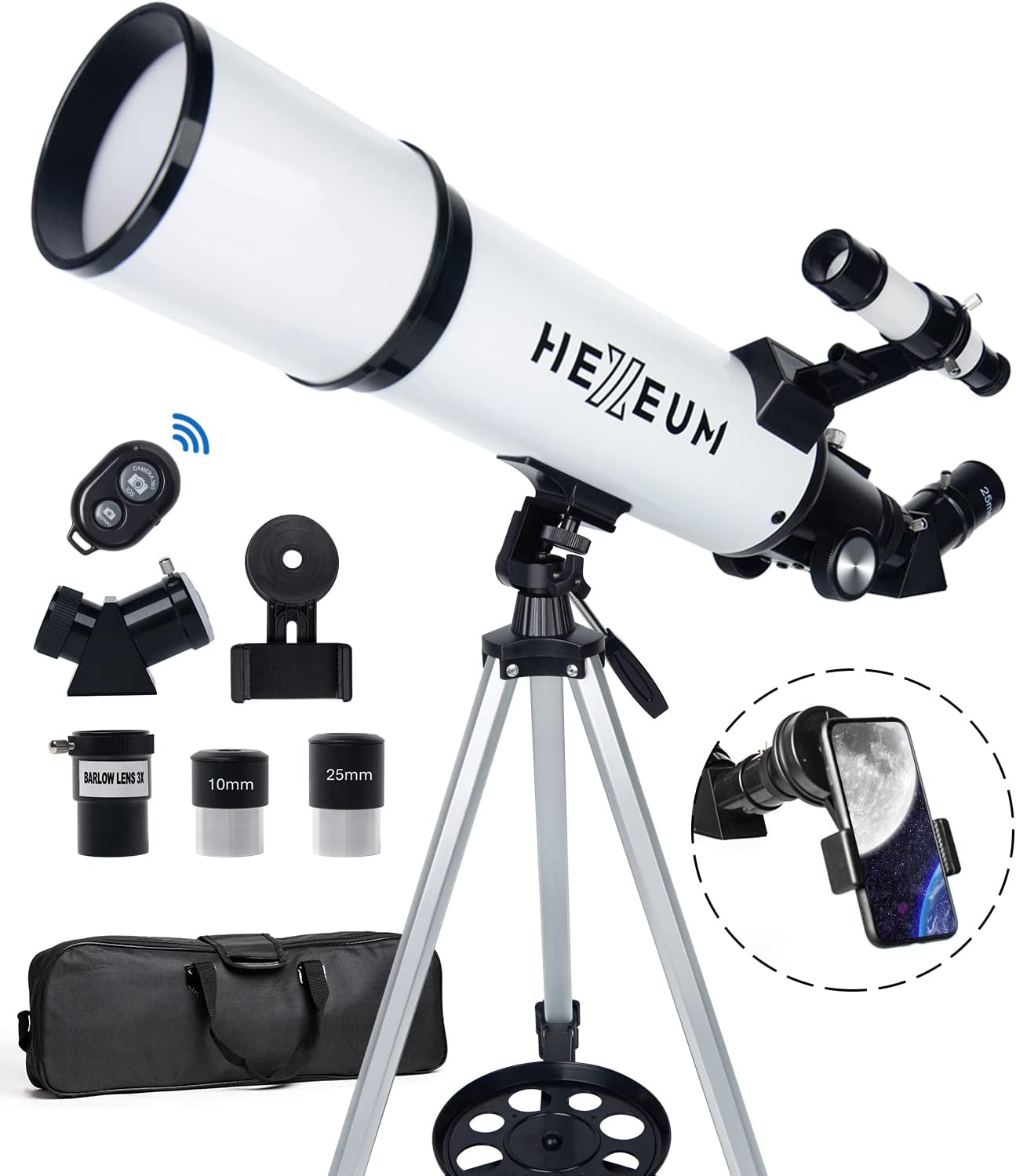 Koolpte Telescope 80mm Aperture 600mm - Astronomical Portable Refracting Telescope Fully Multi-Coated High Transmission Co...