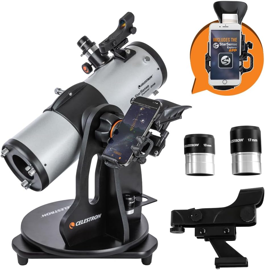 Celestron StarSense Explorer 114AZ App-Enabled Telescope – 114mm Tabletop Dobsonian with Smartphone Dock & StarSense App –...
