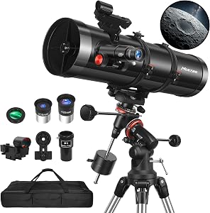 MEEZAA Telescope, 150EQ Newtonian Reflector Telescope for Adults Astronomy Beginners, Prof