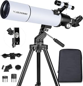 Celticbird Telescope for Adults High Powered, 80mm Aperture 600mm AZ Mount Refractor Teles