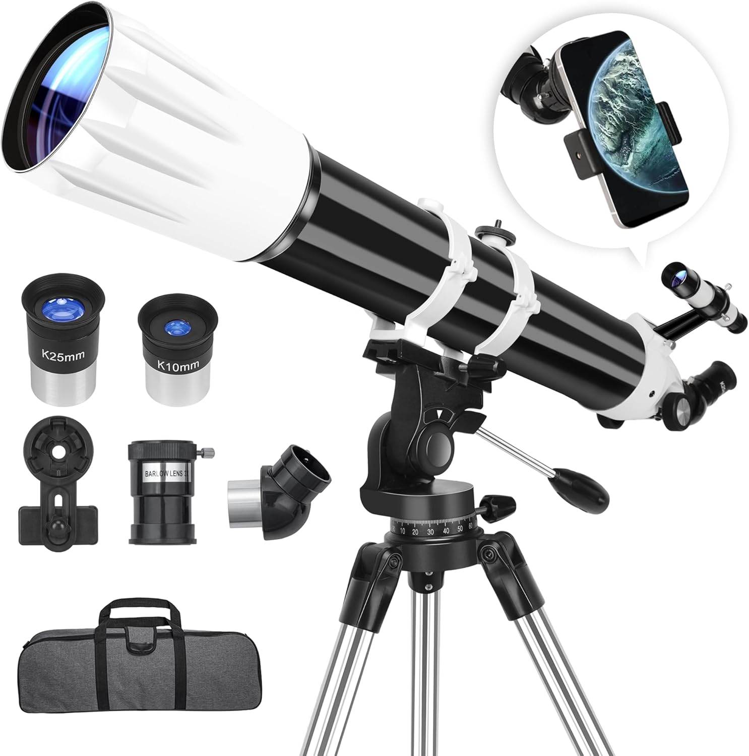 Hawkko Telescope, 90mm Aperture 900mm Astronomical Refractor Telescope for Adults High Powered - Multi-Coated Professional...