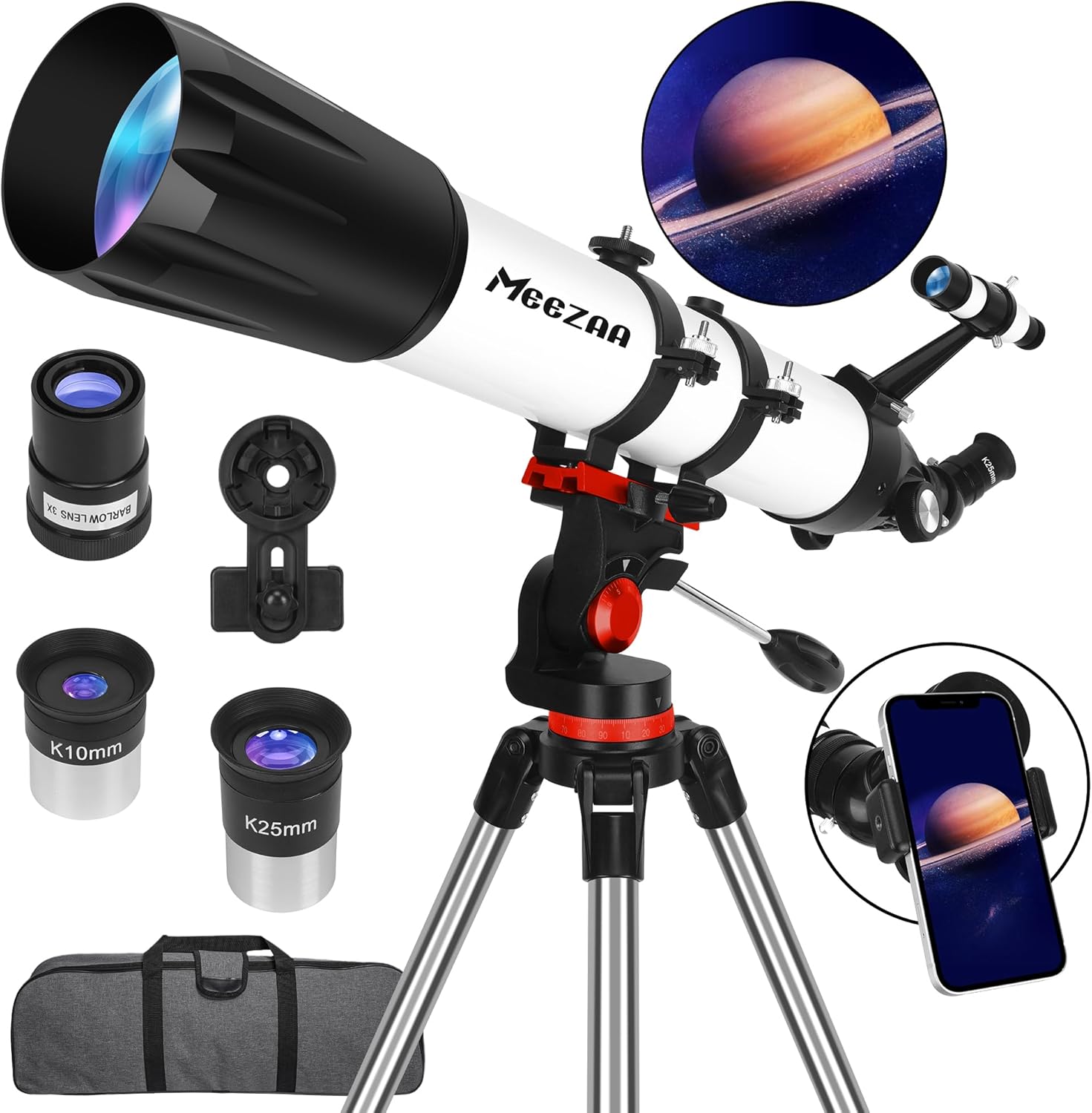 MEEZAA Telescope, Telescope for Adults High Powered Professional, 90mm Aperture 800mm Refractor Telescopes for Astronomy B...