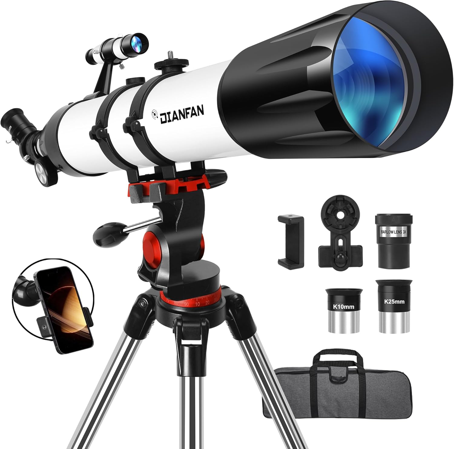 Dianfan Telescope,90mm Aperture 800mm Telescopes for Adults Astronomy,Portable Professional Refractor Telescope for Beginn...
