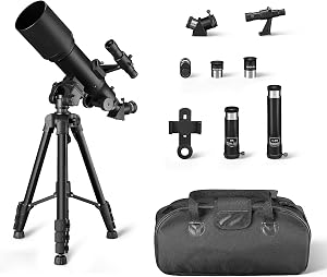 Amazon Basics 70mm Aperture 400mm AZ Mount Telescope with Smartphone Adapter, Multi-Coated